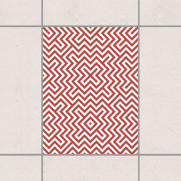 Tile sticker - Red Geometric Stripe Pattern