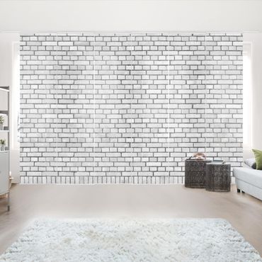 Sliding panel curtains set - Brick Wallpaper White London