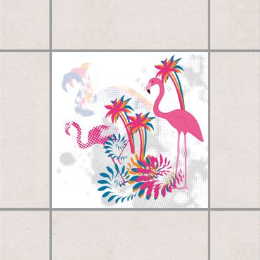 Tile sticker - Dance Of The Flamingos