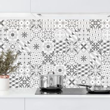 Kitchen wall cladding - Geometrical Tile Mix Grey