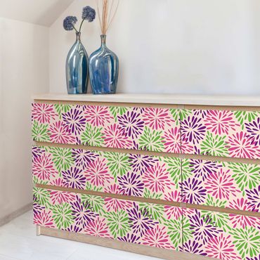 Adhesive film for furniture - Modern Floral Pattern With Abstract Flowers