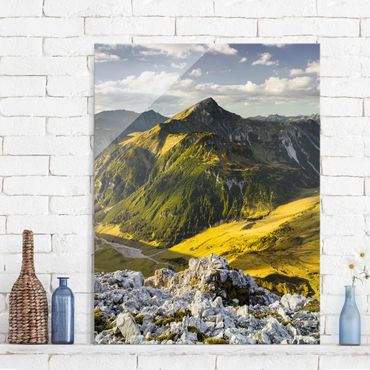 Glass print - Mountains And Valley Of The Lechtal Alps In Tirol