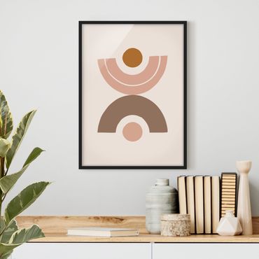 Framed poster - Line Art Pastel Abstract Shapes