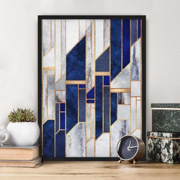 Framed poster - Geometric Shapes With Gold