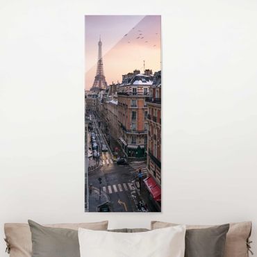 Glass print - The Eiffel Tower In The Setting Sun