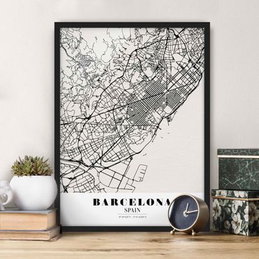 Framed poster - Barcelona City Map - Classic