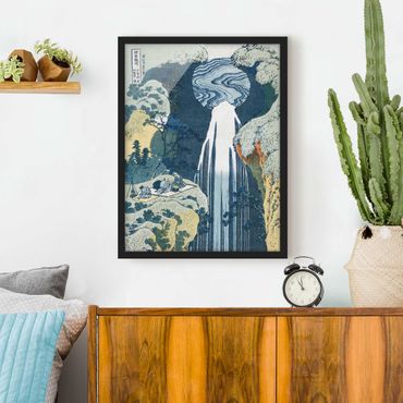 Framed poster - Katsushika Hokusai - The Waterfall of Amida behind the Kiso Road