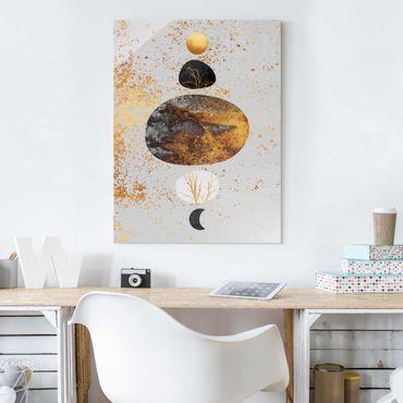 Glass print - Sun And Moon In Golden Glory