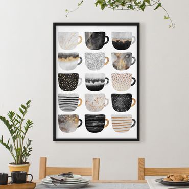 Framed poster - Golden Mugs Black White