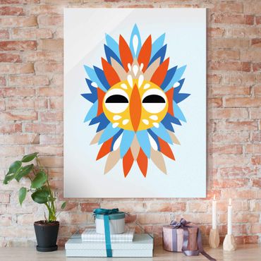 Glass print - Collage Ethnic Mask - Parrot