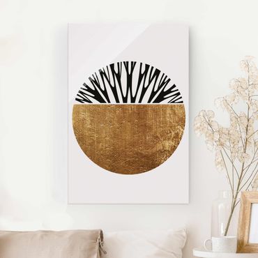 Glass print - Abstract Shapes - Golden Circle
