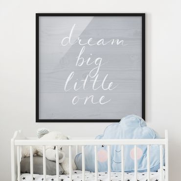 Framed poster - Wooden Wall Gray - Dream Big