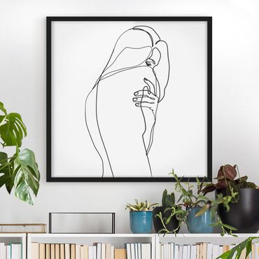 Framed poster - Line Art Nude Shoulder Black And White