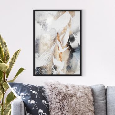 Framed poster - Golden Abstract Winter Painting
