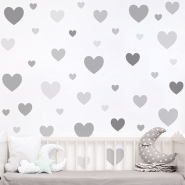Wall sticker - 85 Hearts Grey Set