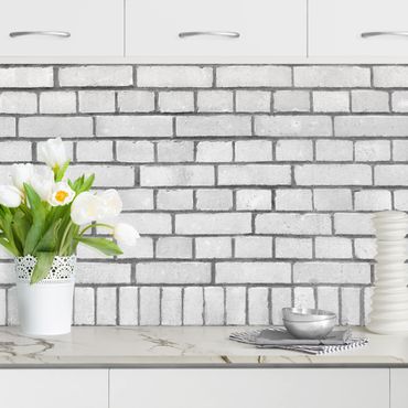 Kitchen wall cladding - Brick Wall White