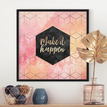 Framed poster - Make It Happen Geometry Pastel