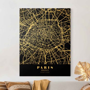 Canvas print gold - Paris City Map - Classic Black