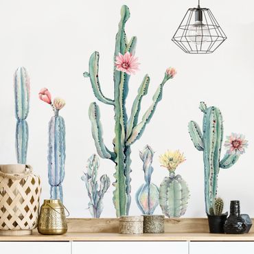 Wall sticker - Watercolor Cactus Blossom Set XXL