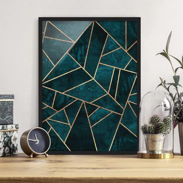 Framed poster - Dark Turquoise With Gold