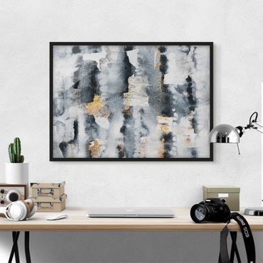Framed poster - Abstract Watercolour With Gold