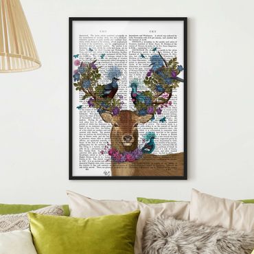 Framed poster - Fowler - Deer With Pigeons