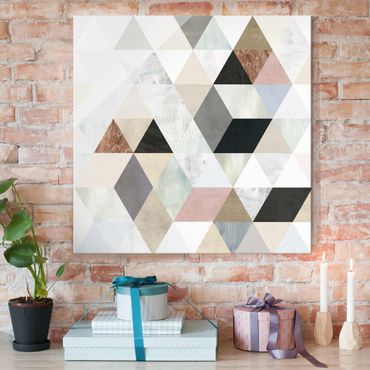 Glass print - Watercolour Mosaic With Triangles I