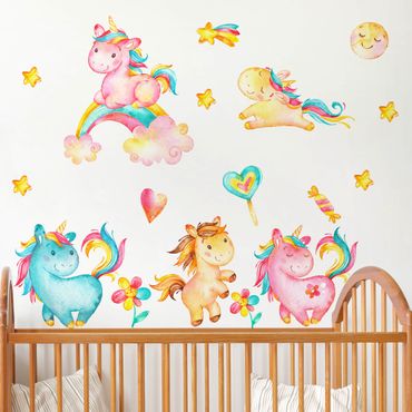 Wall sticker - Unicorn watercolor nursery set