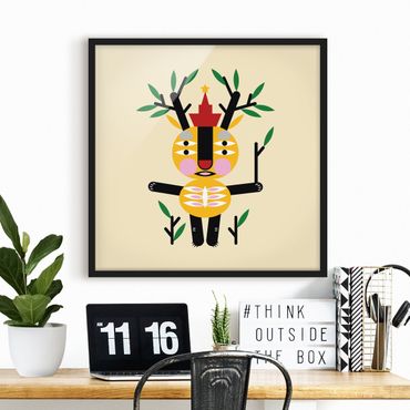 Framed poster - Collage Ethno Monster - Deer