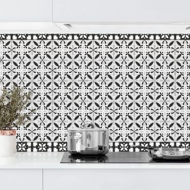 Kitchen wall cladding - Geometrical Tile Mix Blossom Black