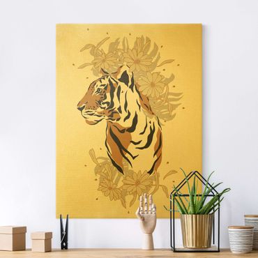 Canvas print gold - Safari Animals - Portrait Tiger