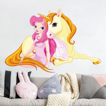 Wall sticker - Fairy with her unicorn