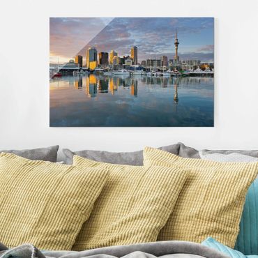 Glass print - Auckland Skyline Sunset