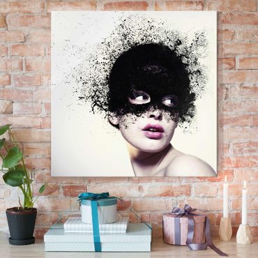 Glass print - The girl with the black mask