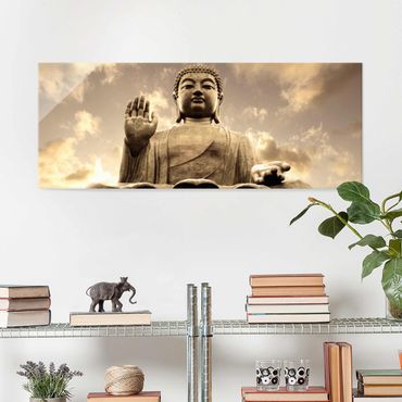 Glass print - Big Buddha Sepia
