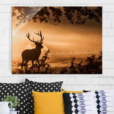 Glass print - Deer In The Winter Forest