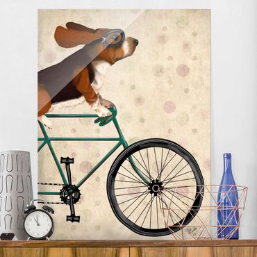 Glass print - Cycling - Basset On Bike