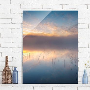Glass print - Sunrise Swedish Lake