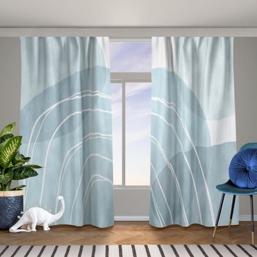 Curtain - Large Circular Shapes in a Rainbow - blue