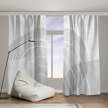 Curtain - Large Circular Shapes in a Rainbow - grey