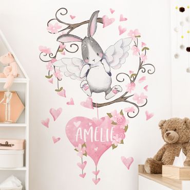 Wall sticker - Hare angel with desired names