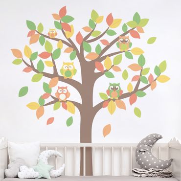Wall sticker - Autumnal owl tree