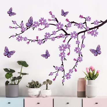 Wall sticker - Purple flower branch