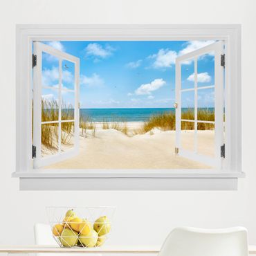 Wall sticker - Open window beach at the North Sea