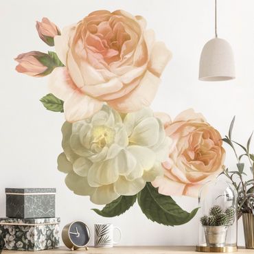 Wall sticker - Peach-colored rose bouquet