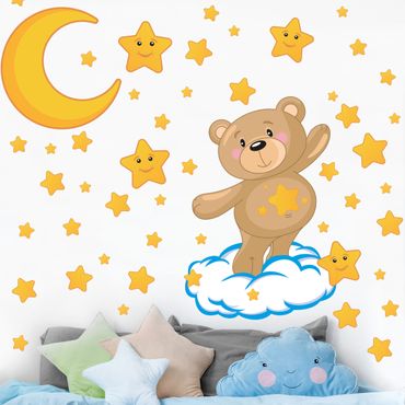 Wall sticker - Teddy star time set