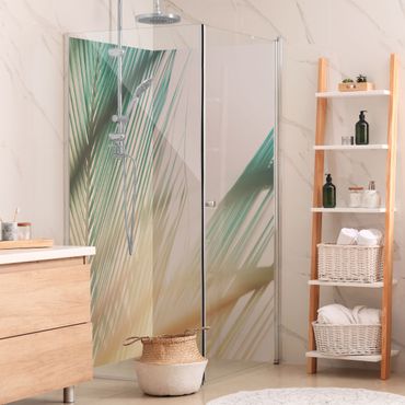 Shower wall cladding - Tropical Plants Palm Trees At Sunset ll