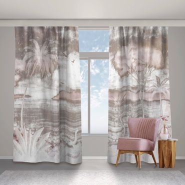 Curtain - Tropical Lake in pink