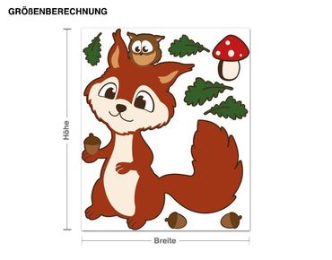 Wall sticker - Squirrel And Owl Illustration