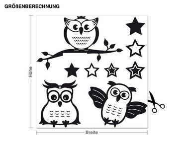 Wall sticker - Owls set with stars